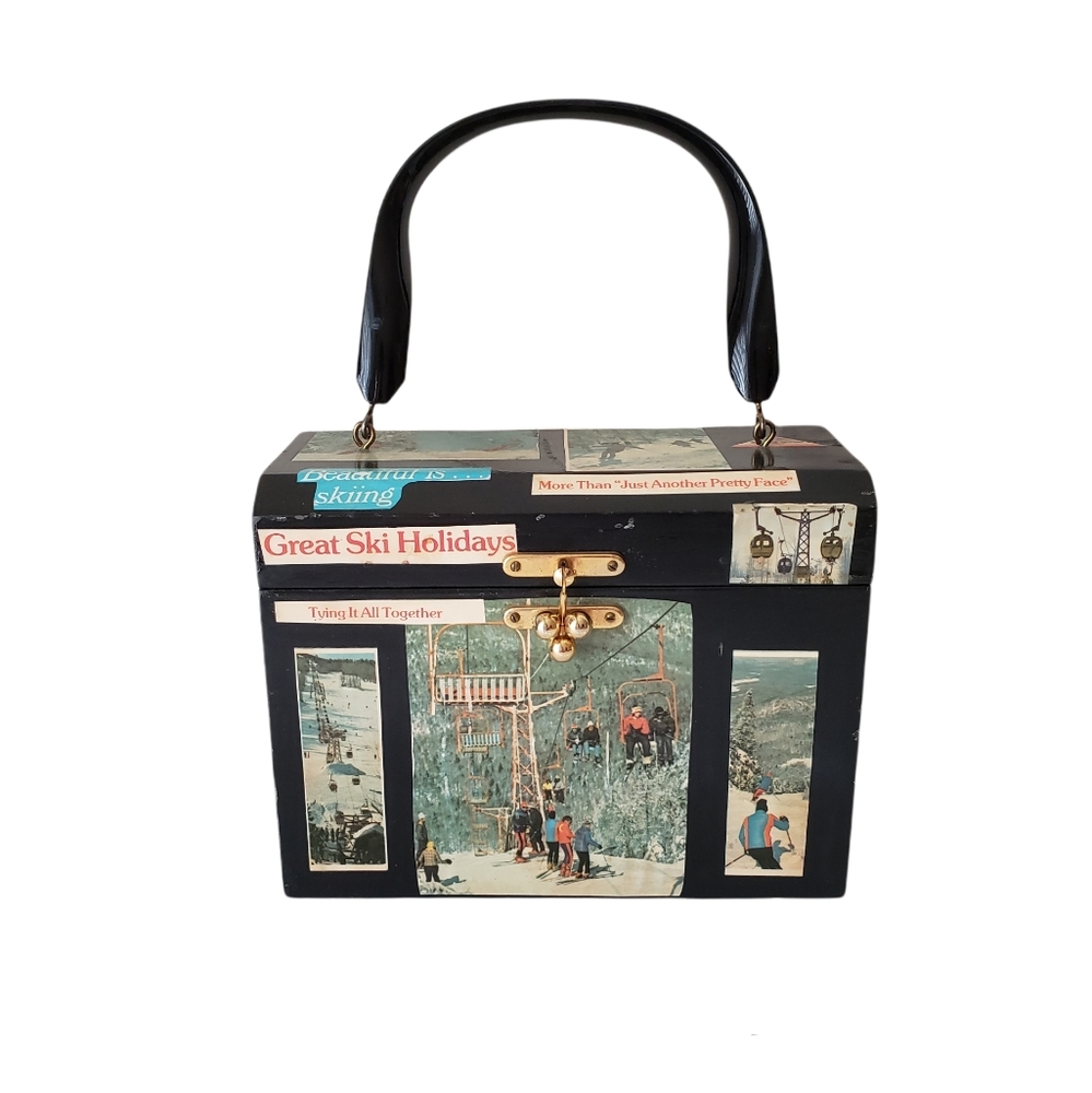 Vintage Decoupage Wood Box Purse